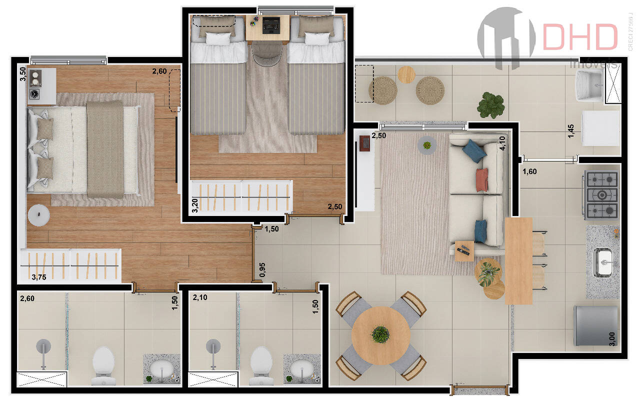 Apartamento à venda com 2 quartos, 55m² - Foto 3