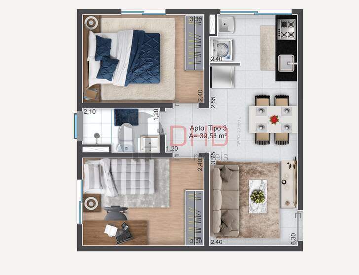 Apartamento à venda com 2 quartos, 40m² - Foto 6