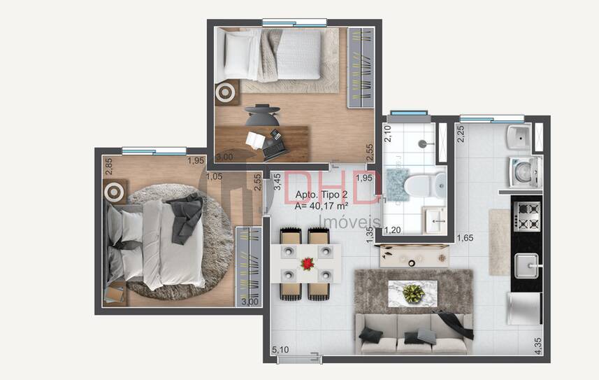 Apartamento à venda com 2 quartos, 40m² - Foto 7